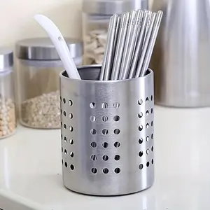Stainless Steel Utensil Organizer Caddy Container - Multipurpose Kitchen Storage for Chopsticks, Spoons, Forks, Knives - Food-Safe, Rust-Resistant, Easy-to-Clean, Space-Saving Cutlery Holder for Home, Commercial, and Restaurant Use
