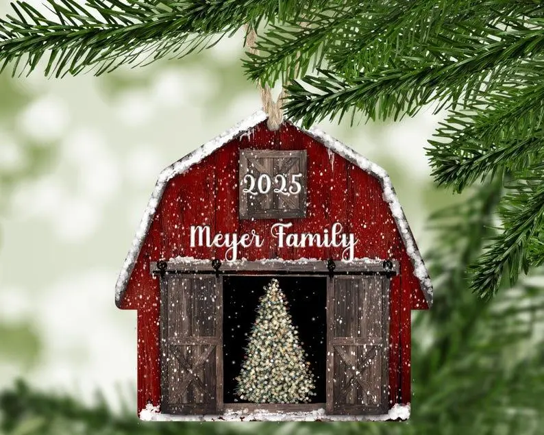 2025 Red Barn Christmas Ornament, Rustic Christmas Ornaments, 2025 Ornament, 2025 Farmhouse Ornament, Personalized Christmas Ornaments
