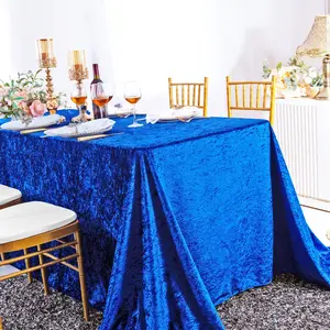 90"x132" Seamless Rectangular Ice Crushed Velvet (200 GSM) Tablecloth - Royal Blue (1pc)
