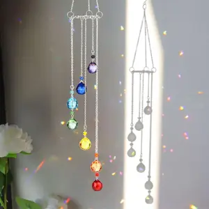 Life Tree Hanging Decoration Sun Catcher, Seven Color AB Lantern Crystal Wind Chime, Home and Garden Decor Rainbow Maker, Home Decor Ornaments, 1pc