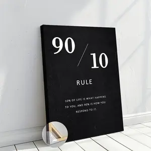 1pc 90 10 Rule Canvas Print Poster with Wooden Frame - Artwork Very Suitable for Office Corridor Home Living Room Decoration