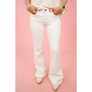 Risen Low Rise White Flares