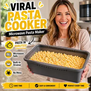 Microwave Pasta Cooker – Quick Pasta Maker Bowl, Microwave Safe Pasta Cooker with Strainer Lid, Instant Pasta Maker, Reusable Kitchen Gadget for Easy Cooking