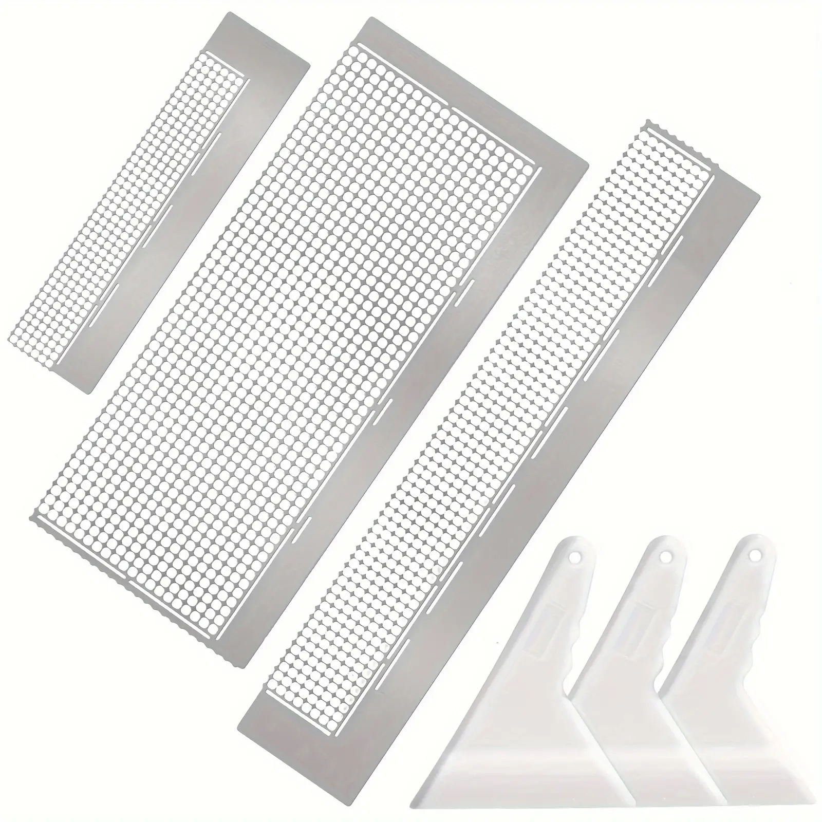 6pcs Stainless Steel Adhesive Drawing Ruler Set, 5D Grid Ruler with Fixing Tool, DIY Craft Diamond Painting Kit for Full Drill or Partial Drill, Handicraft, Diamond Art Tools