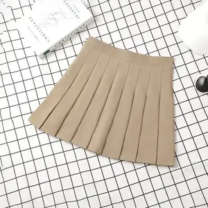 Women’s Brown Pleated Mini Skirt – 2022 Summer, High Waist, Harajuku Korean Style, Black, for Schoolgirl Uniform