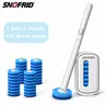 Snofrid (Updated Version) Disposable Toilet Brush, Toilet Bowl Wand Holder Set with 32PCS Cleaner Refills, Bathroom Cleaning System for Sink Bathtub Drain Wash Basin Urinal,Wall-Mount Scrubbing Toilet Brush Bathroom Cleaning Kit