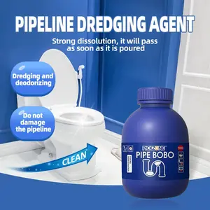 PICKZONE PIPE BOBO - Strength Drain Cleaner Powerful Pipe Dredging Agent for Kitchen Sinks Shower Drains Tubs Dissolves 200+ Blockages Kills 99% Bacteria Safe for All Pipes Quick Dredging Formula - Cleaning