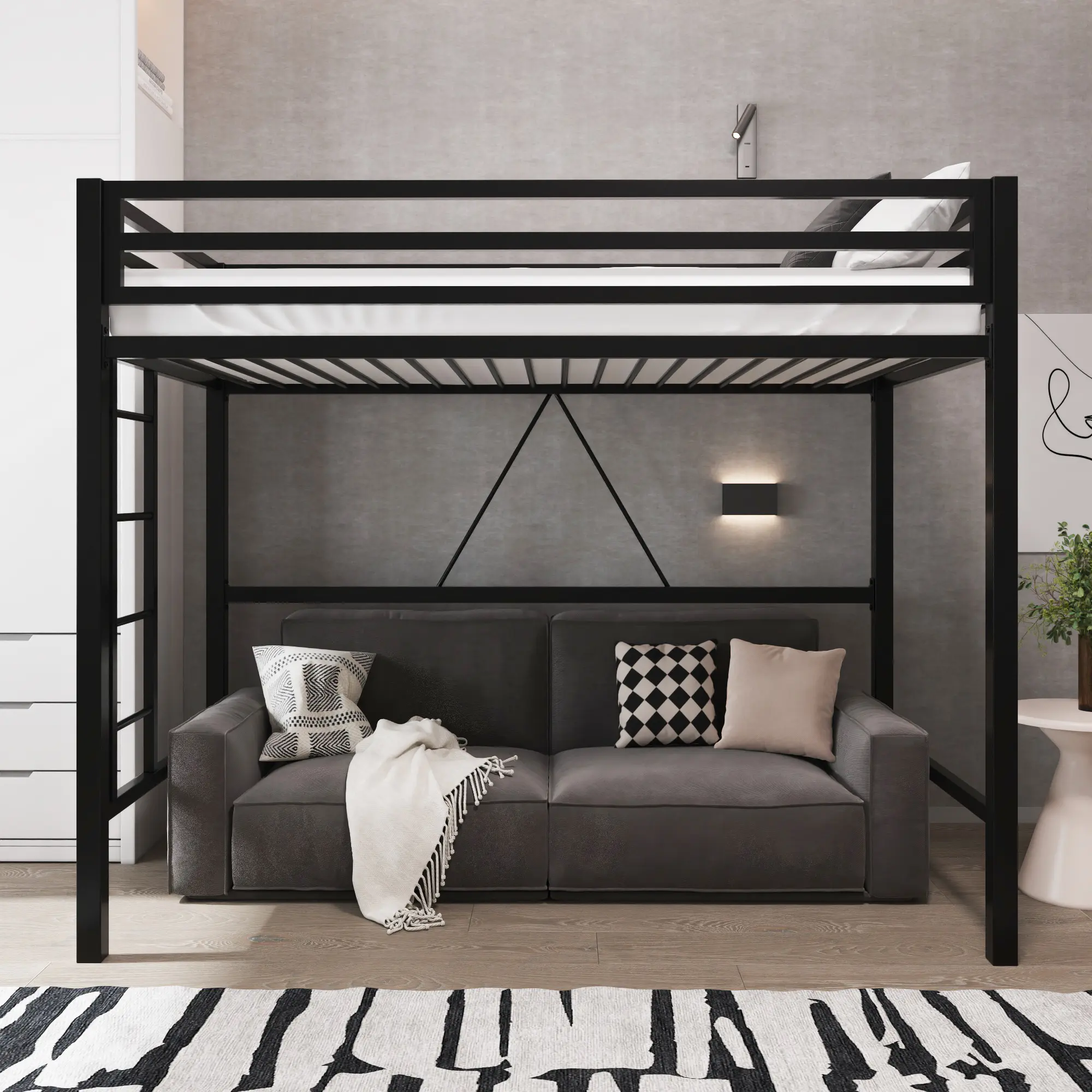 Allewie Twin Metal Loft Bed - 【Frame Only No Mattress】Full-Length Guardrail & Space-Saving Design for Dorm, Black/White/Apple Green, #TikTokShopBlackFriday #Christmas Gifts