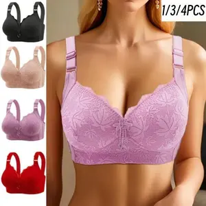 1/3/4PCS Upward Jacquard Bra - Adjustable Support Strap and Wireless Daily Comfort, Women's Underwear and Underwear