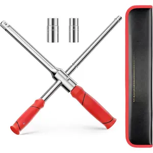 Lug Wrench, Tire Wrench With 1/2-Inch Drive and 2PCS Standard Sockets (17 mm/19 mm, 21 mm/23 mm), Detachable Rapid Cross Lug Nut Wrench With Storage Box