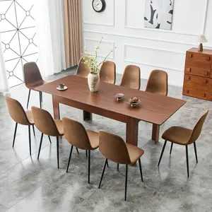 Modern Extendable Dining Table, 59" to 86.6" Expandable Kitchen Table with Removable Leaves, Space Saving 4-10 Person Dinner Table for Dining Room, Small Space, Walnut Finish