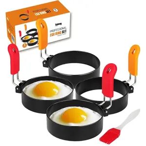 3.5 inch Egg Rings for Frying Eggs,4 Pack Non-Stick Egg Patty Maker, Pancake Mold for Indoor Camping Breakfast Sandwiches Egg Mcmuffins (4 pack, 3.5inch)