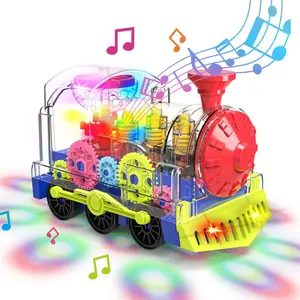 Kids Electric Train Toy with Flashing Lights & Music, 360 Degree Rotation, Educational Training Toy for Boys & Girls