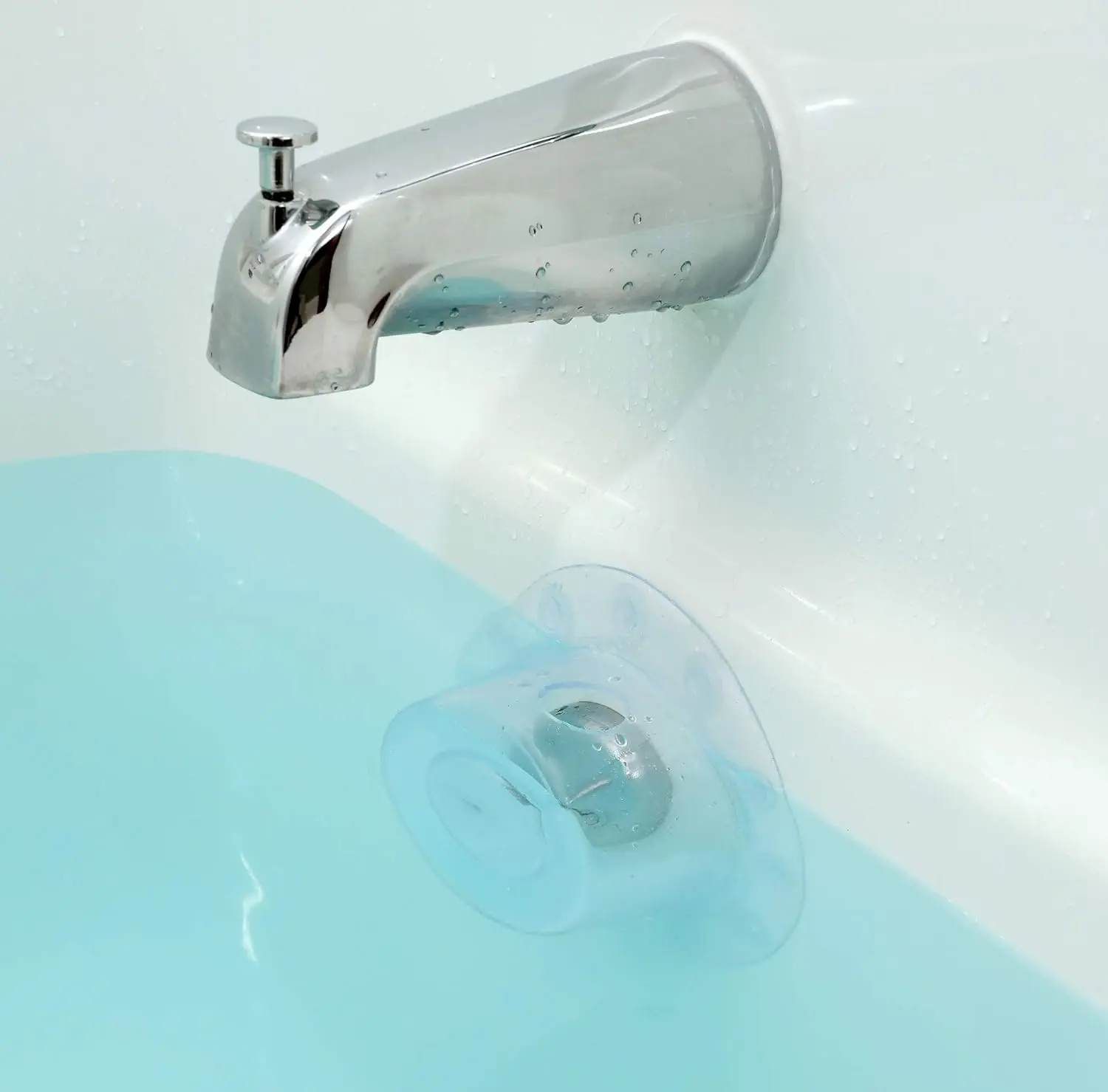 Overflow Drain Cover for Tub | Best Gifts for Mom, Spa & Bath Accessories | Drain Block, Water Stopper Plug | Bath Essentials for Women | 4" Diameter, Clear