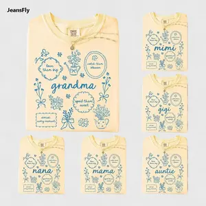 JeansFly Comfort Colors Custom Floral Grandma Shirt, Floral Mama, Personalized Mothers Day Gift, Mama Nana Auntie Mimi Gigi Grammy Shirt Womenswear