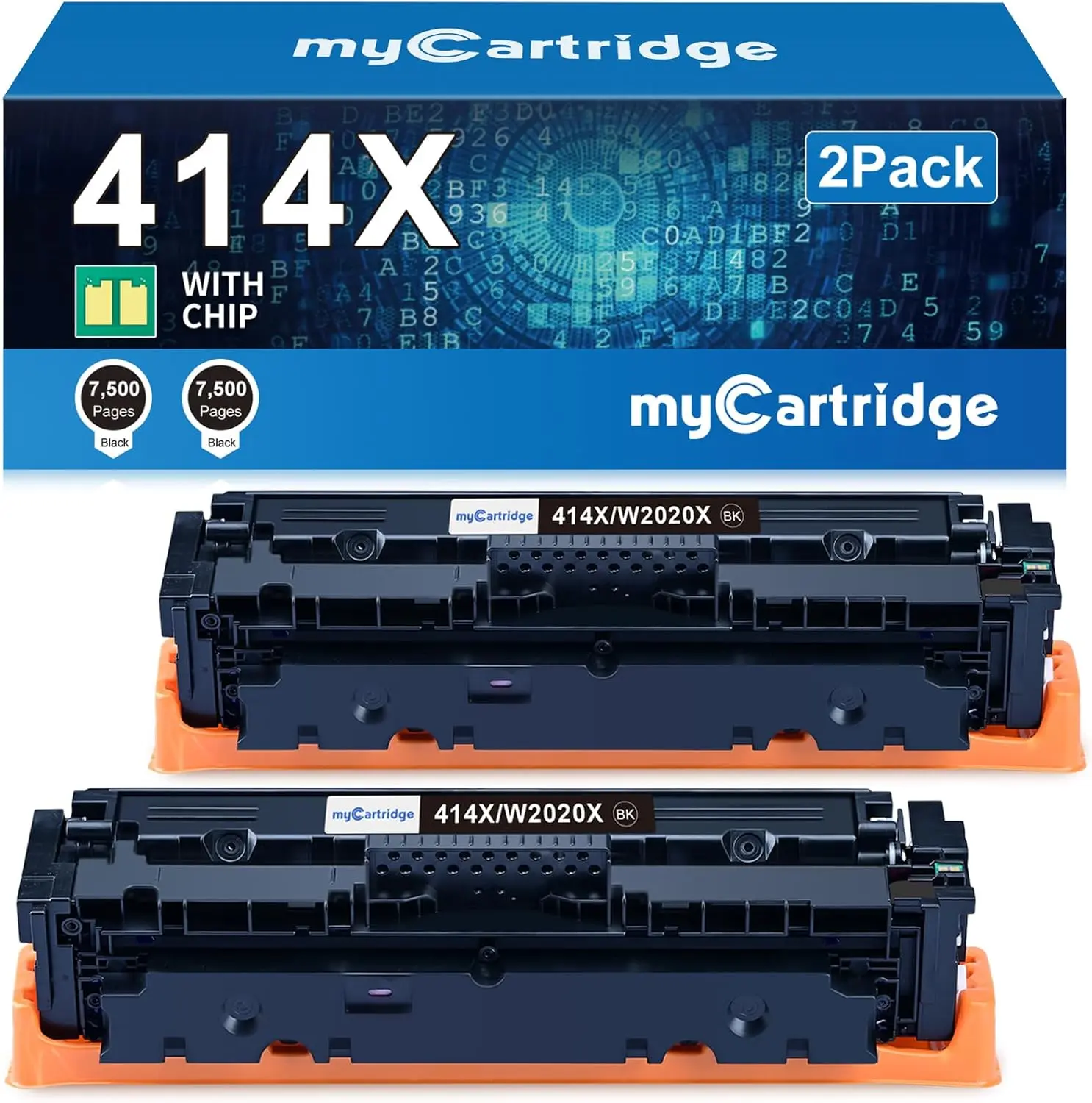myCartridge 414X W2020X Black Toner Cartridges with Pre-Chips, High-Yield 2-Pack for HP Printers (M454dw, M479fdw) Ideal for Business Users