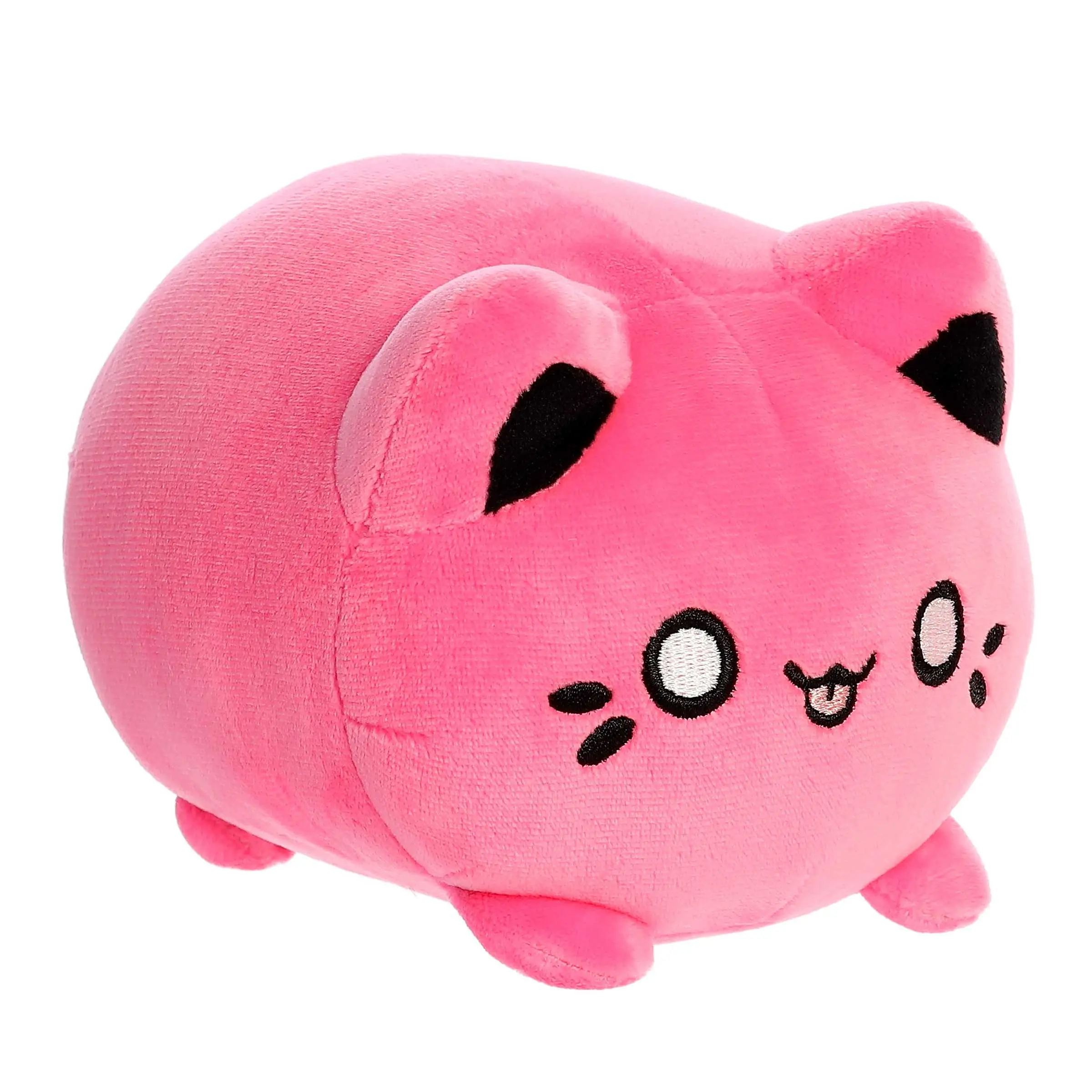 Aurora 7-in Peach-Vivid Pink Meowchi Stuffed Animal Plush - Soft Fabric, Playful Huggable Collectible, Soft Cuddly Gift for Enthusiasts
