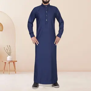 Eclipse Buttoned Navy Blue Thobe - Men