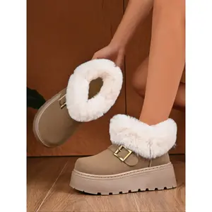 Women’s fashion boots, anti-slip short warm snow boots, slip-on low-top winter mini boots, stylish cold-weather footwear