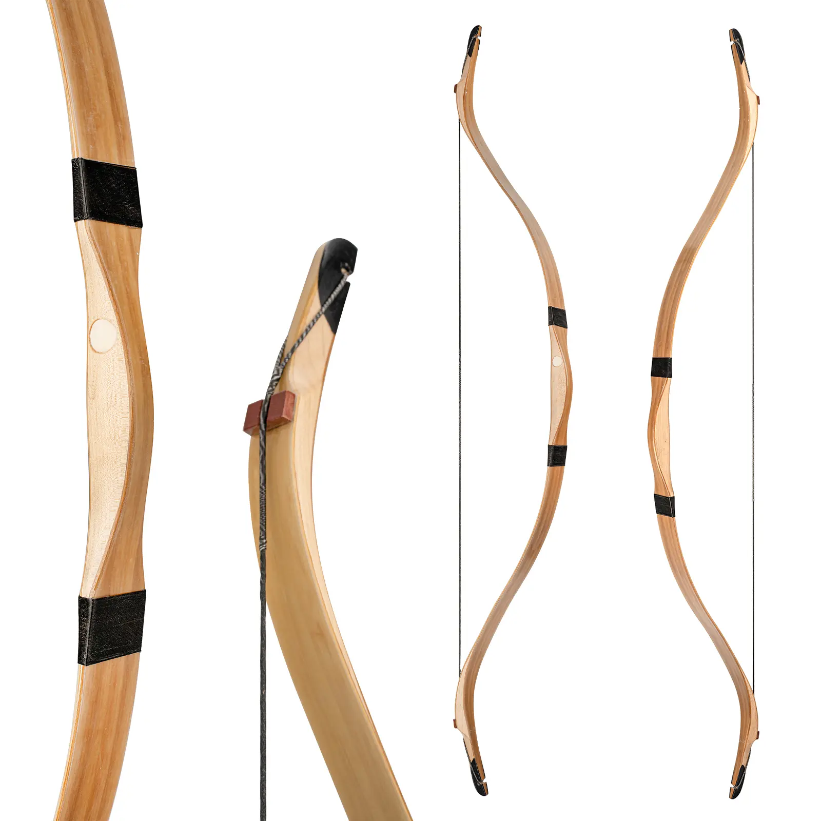 Deerseeker Archery 52" Horse Bow Traditional Longbow with Bamboo Core Turkish Bow Handmade Horsebow for Horseback Shooting Hunting Target Shooting 20-60lbs