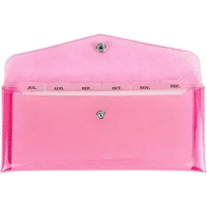 Envelope Wallet with 6 count Divider with Pockets and 2 count Tab Stickers Set  Budget Envelopes  Glitter PVC  Bag Pouch Organizer for Budgeting Bill Receipt