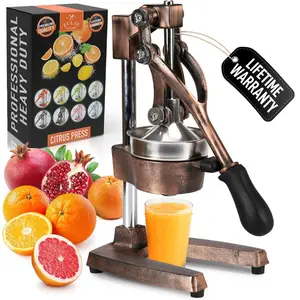 Zulay Kitchen Premium Manual Citrus Juicer - Heavy-Duty Cast Iron Citrus Squeezer with 5-Inch Bowl, Stainless Steel Filter Cone, Comfortable Grip