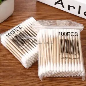 100 household cotton swabs, 2 packs in a bag, disposable cotton swabs, double-headed hygienic cleaning cotton sticks, for makeup removal and ear cleaning, Cleansing
