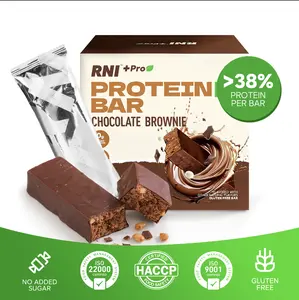 RNI Chocolate Brownie Protein Bar with 22g Protein (38% High Protein) — Zero Sugar, Gluten Free, Low Calorie with Protein Crisps, Keto-Friendly, Nutritious Snacks to Support Energy, Perfect for Post-Workout & Healthy Snacking, 12 Bars