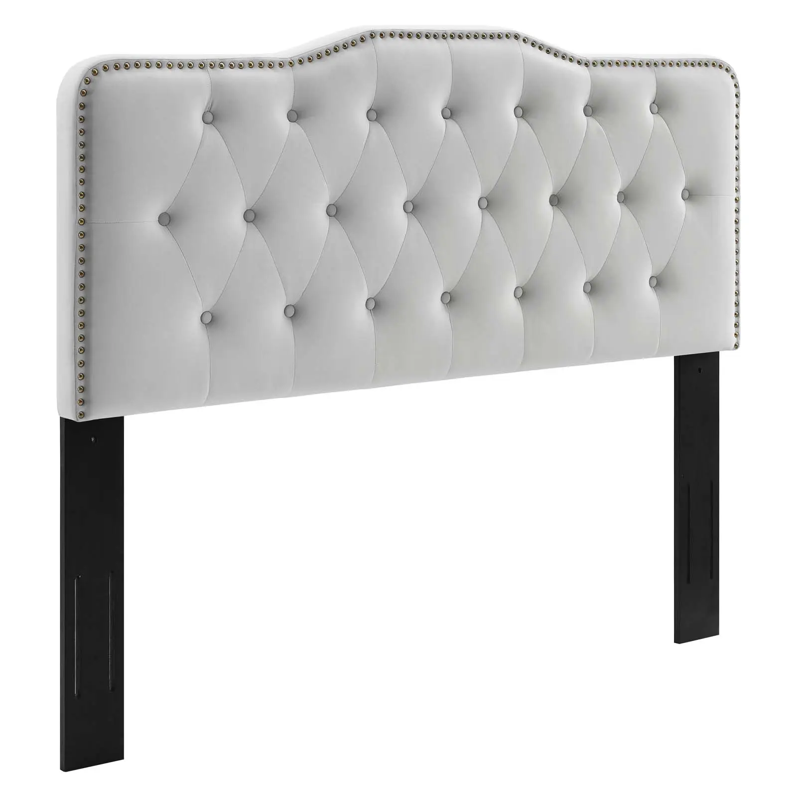 Modway Sophia Tufted Performance Velvet Upholstered Twin Headboard, Light Gray Bedroom Furniture - Glam Deco Style, Vintage Modernity, Furniture for Bedroom