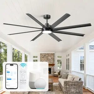72/84 Inch Large Industrial Ceiling Fan,Aleax/APP/Remote Control Smart Ceiling Fan with Light,Outdoor Waterproof Ceiling Fan Light for Patio/Porch,High CFM Aluminium Alloy 8 Blades Indoor Ceiling Fans for Living Room Garge Commerical Factory