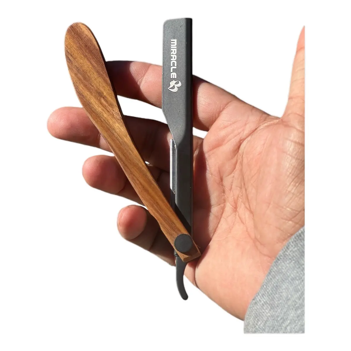 MIRACLE Professional Ergonomic Handle Shaving Razor - Stainless Steel Barber Tool with Sliding Bar Grip, Single Blade Razor Blades, Smooth Shave for Men, Single Blade Razors, Shaving Razors
