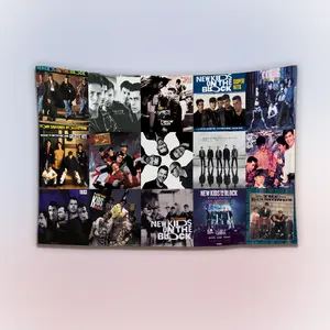 Vintage 90s NKOTB Album Collection Tapestry, Retro Boy Band Wall Hanging Decor, Classic Pop Music Art Banner, Bedroom Wall Art, Gift for Fans