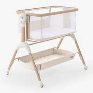 HARPPA Cuddly Signature 3-in-1 Rocking Baby Bassinet, Bedside Sleeper with Mattress & Cover (No Sheet), Rocking Cradle, Breathable Mesh, 5 Height Adjustable, Large Stroage