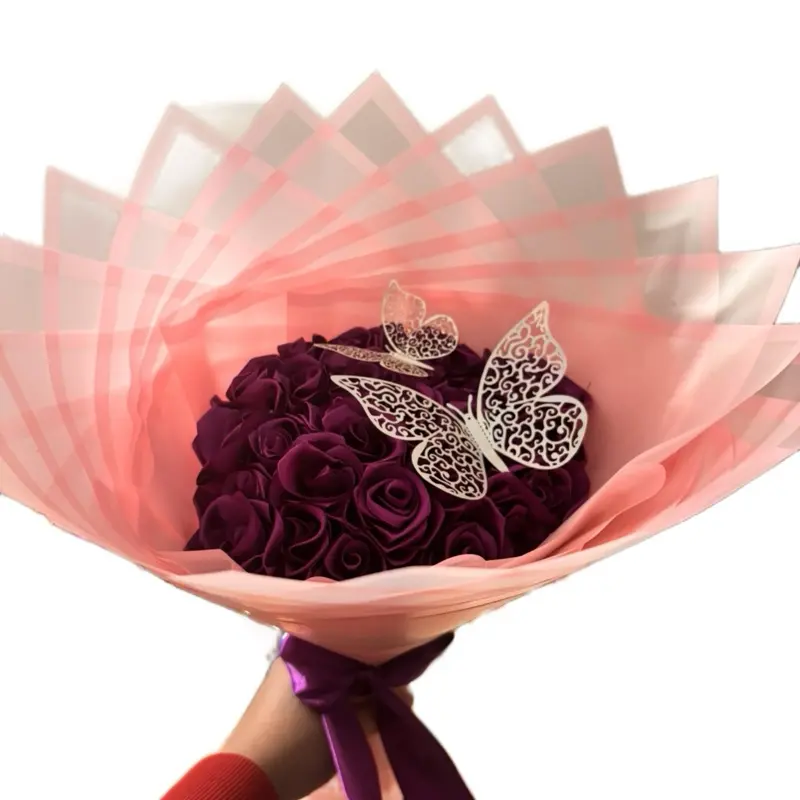 Purple Eternal rose bouquet with butterfly add on