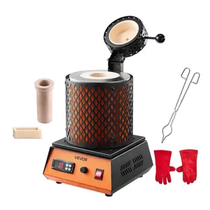 VEVOR Electric Melting Furnace, 1350W Electric Metal Smelter Foundry, 2102℉/1150℃ Metal Smelting Machine with 3kg Ceramic Crucible, Gold Smelting Kit for Jewelry Making, Metal Bars, Metal Components