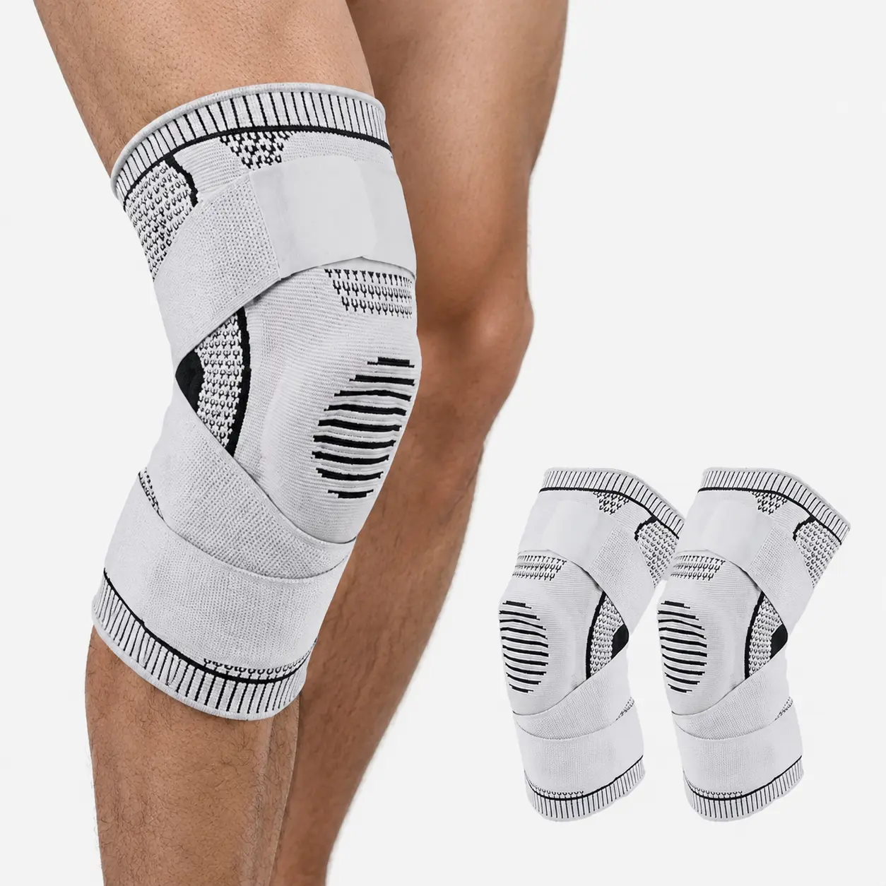 2-Pack Compression Knee Braces - Men & Women's High Support Light Compression Sleeve Protective Gear for Running, Basketball, High Support Protective Gear
