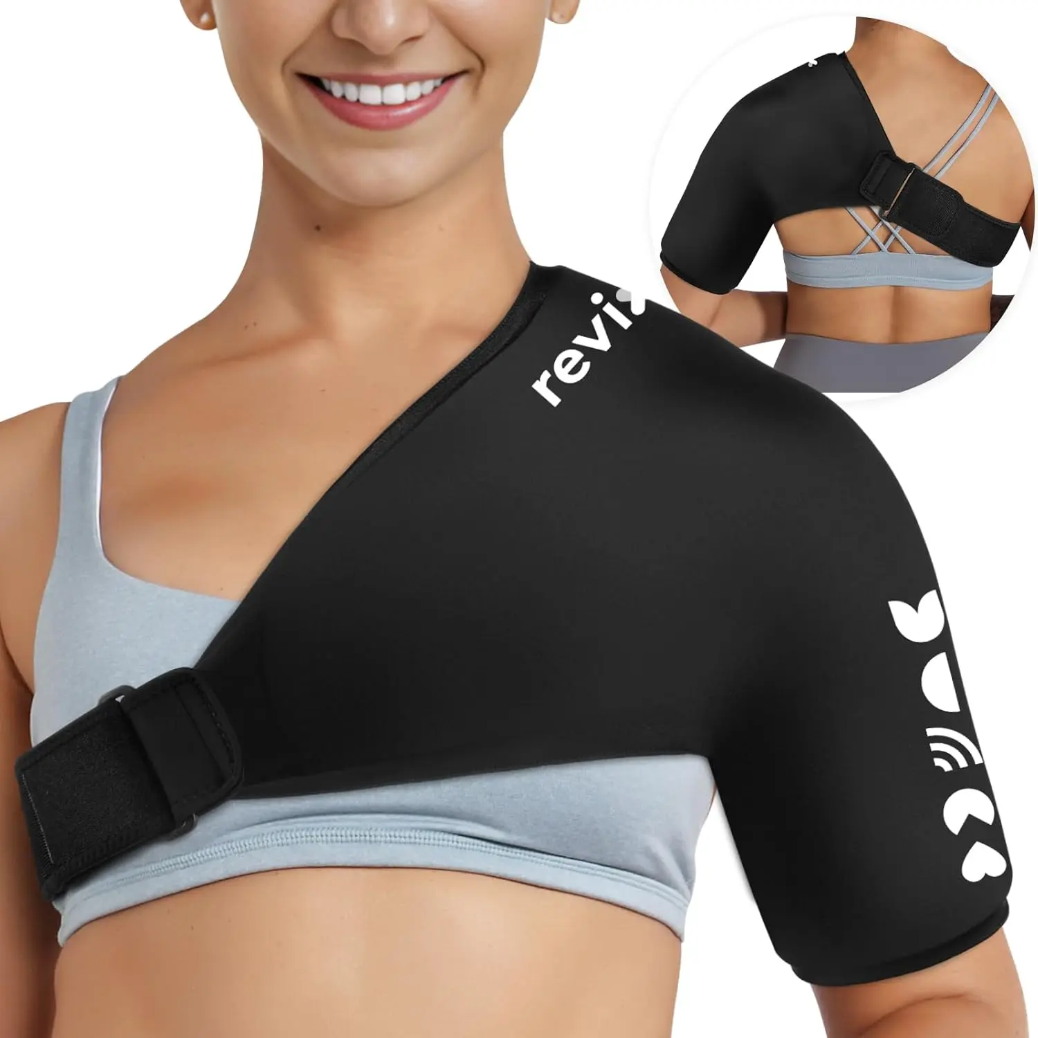 REVIX XL Solid Gel Reusable Ice Pack Wrap with Adjustable Strap, High-Elastic Lycra Fabric Shoulder & Arm Ice Pack, Long-Lasting Cooling Solution, Shoulder Ice Pack Wrap