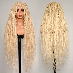 Tangle-Free #613 Blonde 36" Full Lace Knotless Box Braided Wig, Special Butterfly Braids Design, Lightweight, Natural Blonde Color, Versatile & Trendy, YMSGIRL Hair Perfect For Long-Lasting Style, Effortless Glamour