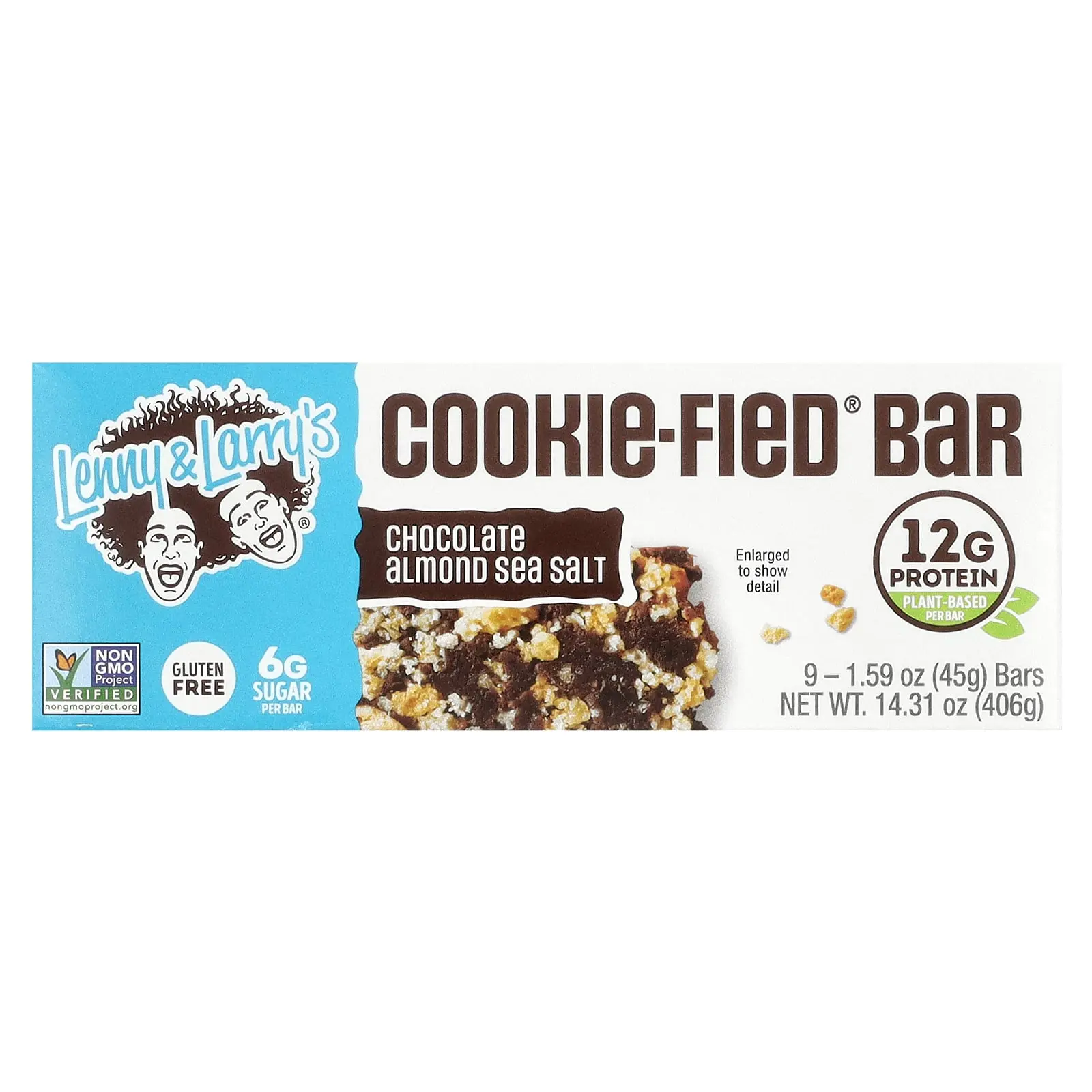 Lenny & Larry's Cookie-Fied® Bar, Chocolate Almond Sea Salt, 9 Bars, 1.59 oz (45 g) Each