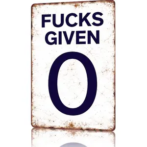 0 Fucks Given Vintage Metal Aluminum Sign 12x8 Inch Rust Proof Distressed Finish for Man Cave Garage Bar Bedroom Home Decor bedroom decor gifts for boyfriend wall decor home decor wall art vintage metal wall art