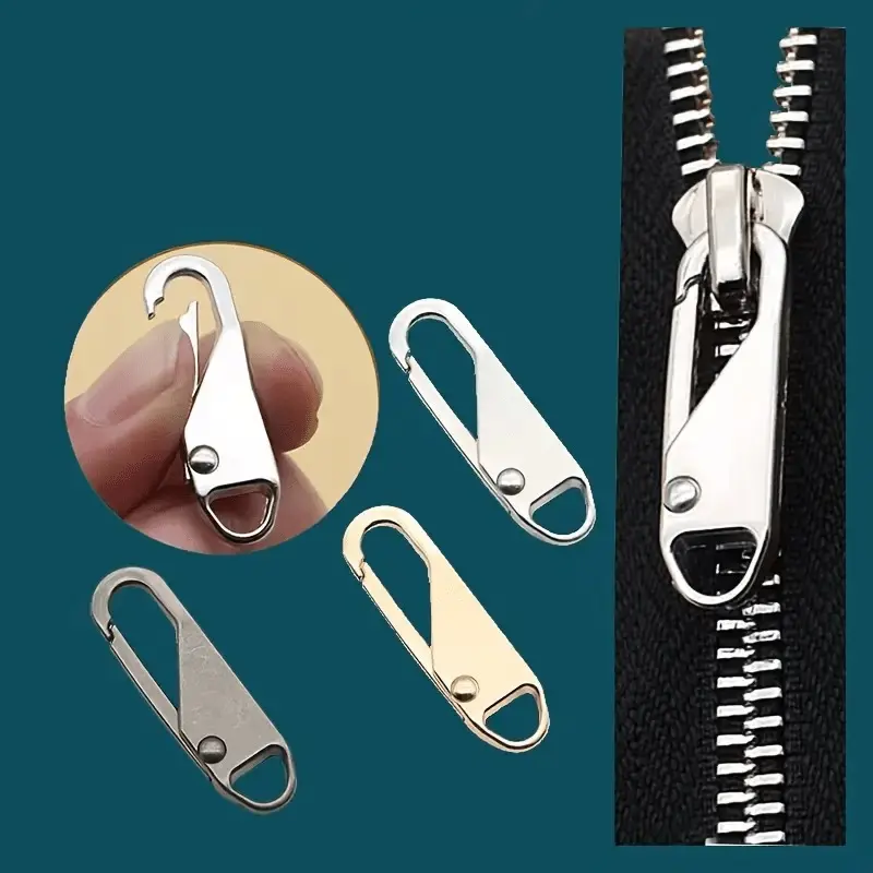 5Pcs Metal Universal Zipper Pull Replacement Kit - Durable, Quick & Easy to Install for Damaged Zippers on Apparel, Bags - DIY Beading Jewelry Making Accessory