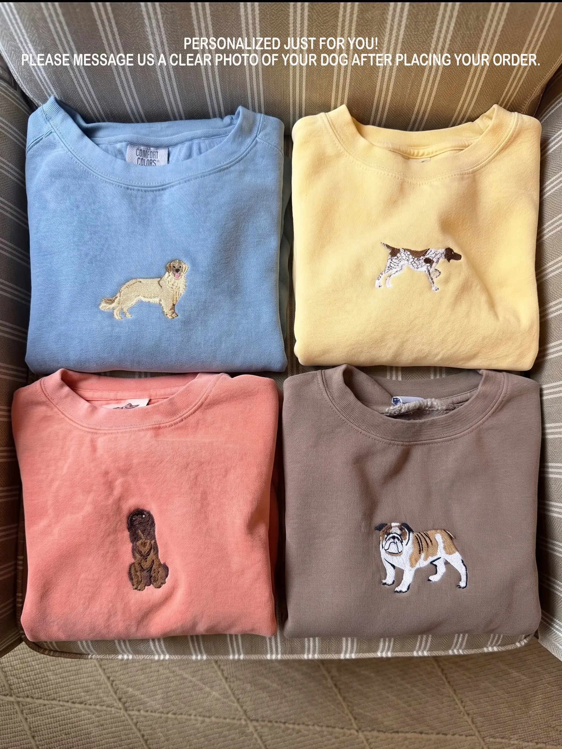 Custom Dog Icon Embroidered Sweatshirt, Personalized Pet Crewneck, Embroidered Unisex Pullover
