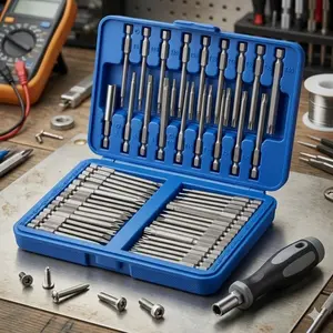 36pc Titanium Coated Screwdriver Bit Set High Hardness Electric Tool Bits for Home Repair Car Maintenance Electronics Assembly Industrial Anti Slip Durable DIY Adjustable Handle Portable Drilling Kit