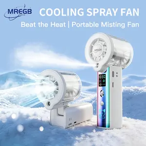 MREGB 2026 New Mist Spray Cooling Handheld Fan — High-Speed ​​Cooling Fan with Long-Lasting Battery, CVT to Randomly Adjust Airflow, Built-in Lighting, Relief Portable Fan for Summer Walk summerwins