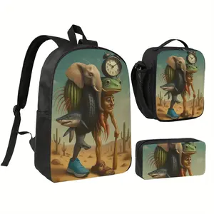 Brain Rot Meme Italian Brainrot Backpack Schoolbag Pencil Case Bun Three-Piece Suit Design