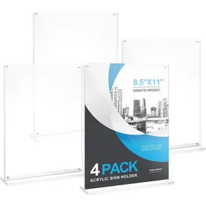 8.5x11  Sign Holder Table Top with  Corners, 4-Pack, Rounded Corners - Quick Change Display Stand for Menus, Posters and Ads, Restaurant, Office, Events, Retail