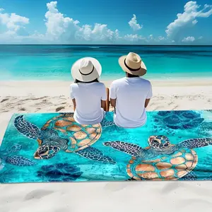 Extra Large Beach Towel Featuring Vibrant Sea Turtle Ocean Print Ultra Soft Quick Dry Microfiber Multipurpose for Yoga Swimming Fitness and Camps