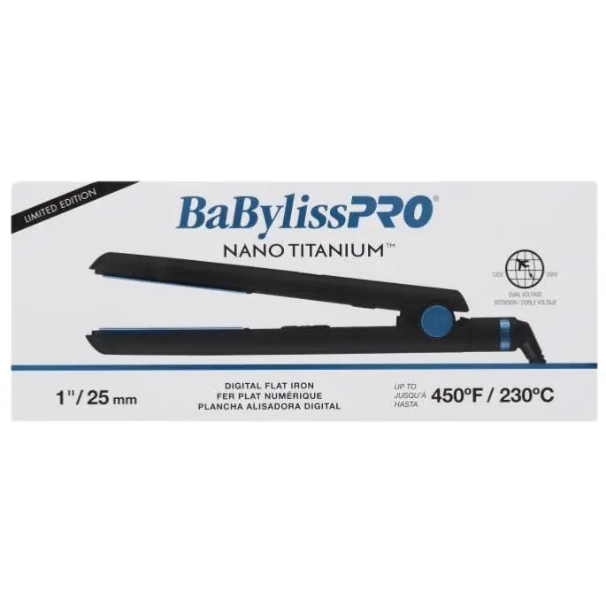 BaBylissPRO Nano Titanium Digital Flat Iron 1" - Black & Blue Limited Edition