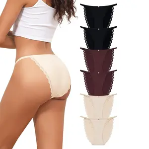 LEVAO 6-Pack Sexy Lace Bikini Panties for Women – High-Cut Cheeky Hipster, Stretchy Comfort