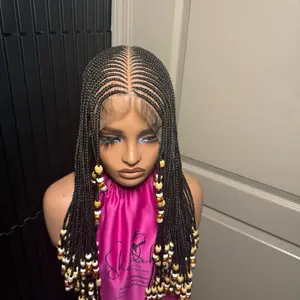 Full lace tribal beaded cornrow wig
